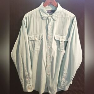 Polo Ralph Lauren Linen Blend Men's Green Long Sleeve Button Front Shirt Large